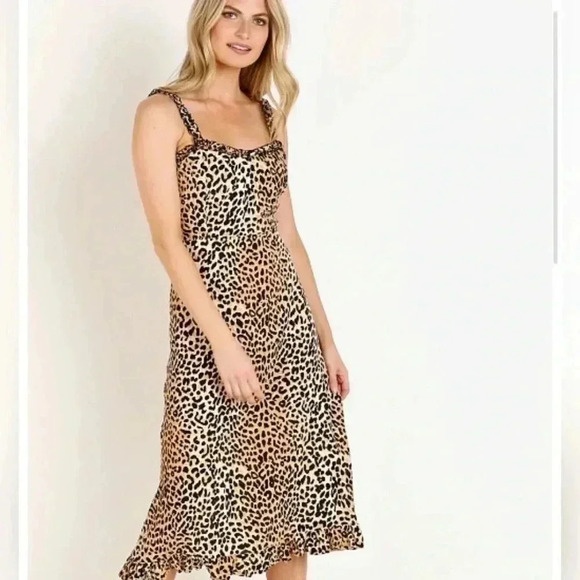 Faithfull the Brand Noemie Midi Dress Le Cinq Animal Print - Picture 1 of 5